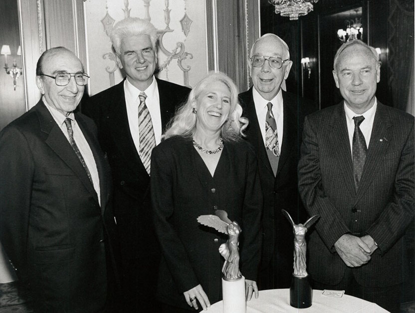 Left to right: Michael DeBakey, Günter Blobel, Nancy Wexler, Paul Rogers, Donald Metcalf