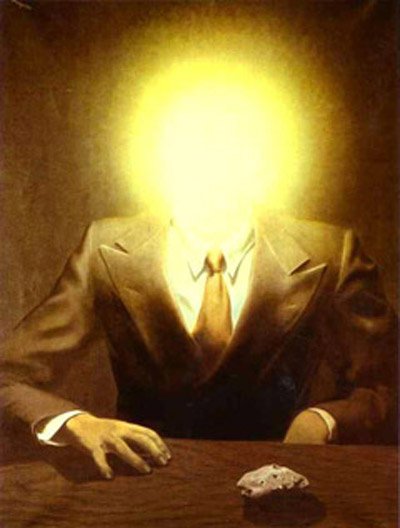 Painting of man with lit head