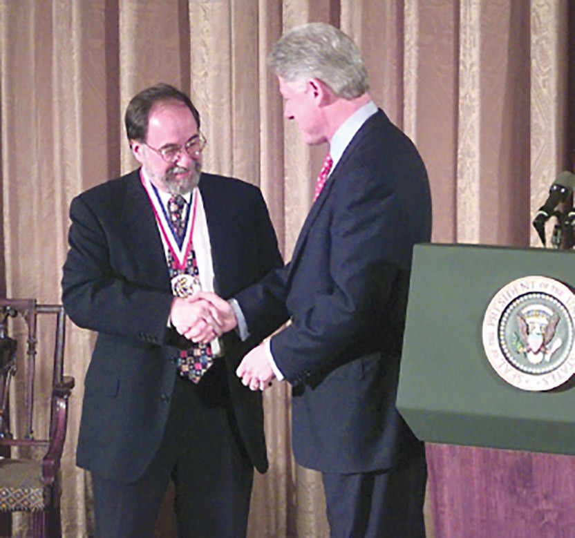 Accepting the National Medal of Science from President Bill Clinton in 2000